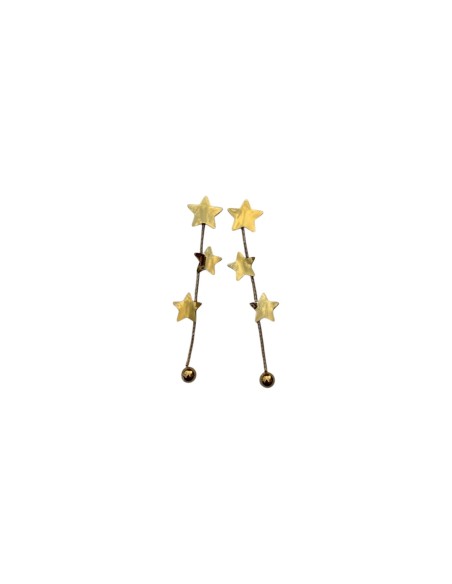 Boucles d'oreilles pendantes longues étoiles dorées en acier inoxydable