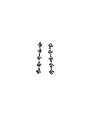 Boucles d'oreilles pendantes longues trèfles pavés de strass en acier inoxydable