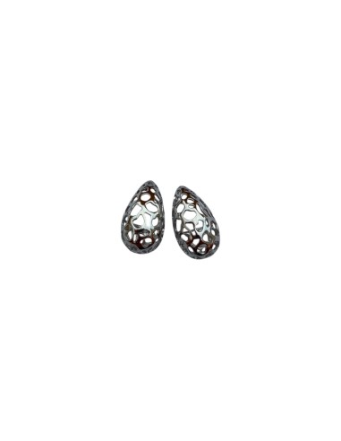 Boucles d'oreilles goutte ajourée motif alvéolé en acier inoxydable