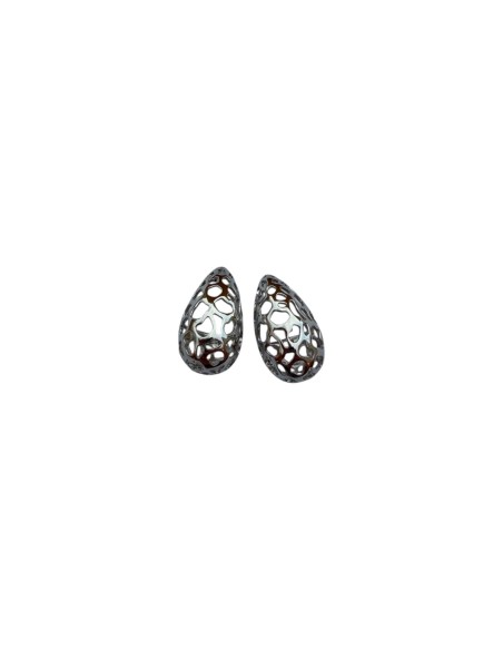 Boucles d'oreilles goutte ajourée motif alvéolé en acier inoxydable