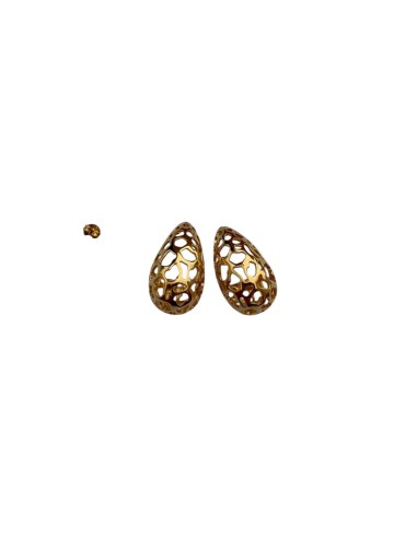 Boucles d'oreilles goutte ajourée motif alvéolé en acier inoxydable