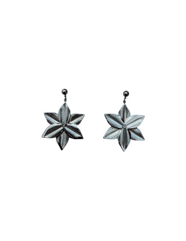 Boucles d'oreilles pendantes fleur striée en acier inoxydable - Lolilota
