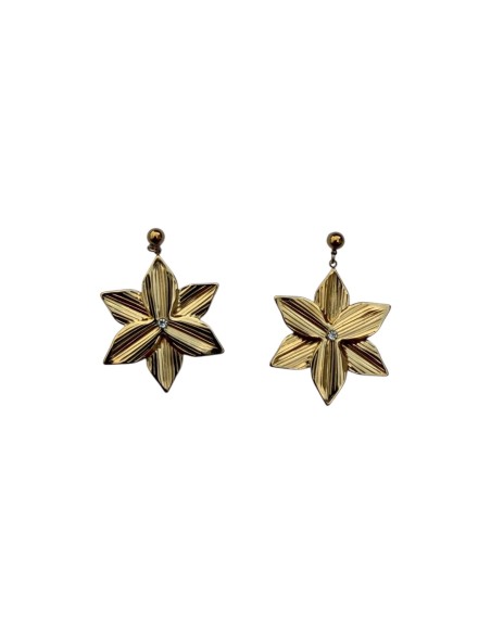Boucles d'oreilles pendantes fleur striée en acier inoxydable - Lolilota