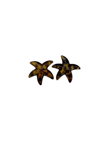 Boucles d'oreilles étoile de mer léopard résine et acier inoxydable
