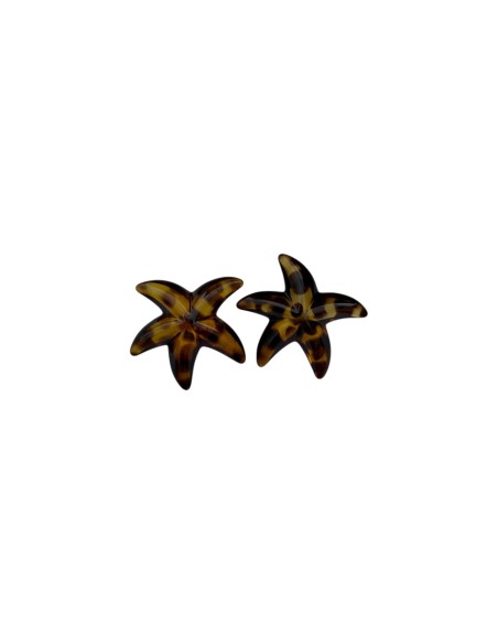 Boucles d'oreilles étoile de mer léopard résine et acier inoxydable