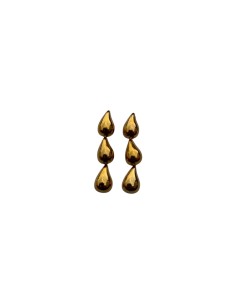 Boucles d'oreilles pendantes triple gouttes bombées dorées en acier inoxydable