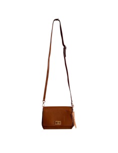 Sac femme en cuir Camel - Bandoulière réglable et amovible - Pochette zippée