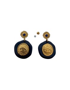 Boucles d'oreilles pendantes talisman œil protecteur et soleil  en acier inoxydable - Somini