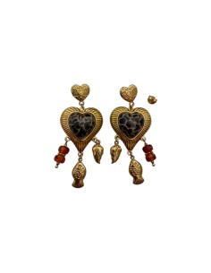 Boucles d'oreilles pendantes boho cœur écaille et breloques poisson en acier inoxydable - Somini