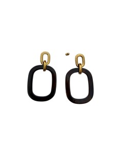 Boucles d'oreilles pendantes maillon doré et résine sombre en acier inoxydable - Lolo & Yaya