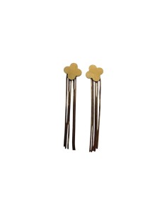 Boucles d'oreilles pendantes longues trèfle et chaine serpent dorées en acier inoxydable