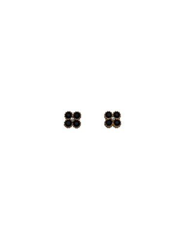 Puces d'oreilles trèfle cristaux couleurs et strass en acier inoxydable