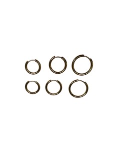 Lot de 3 paires de créoles rondes lisses multi tailles en acier inoxydable doré