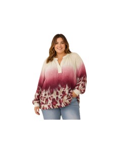 Blouse femme en Tencel - Dégradé de couleur et imprimé léopard - Taille unique grande taille (du 42/44 au 50/52)
