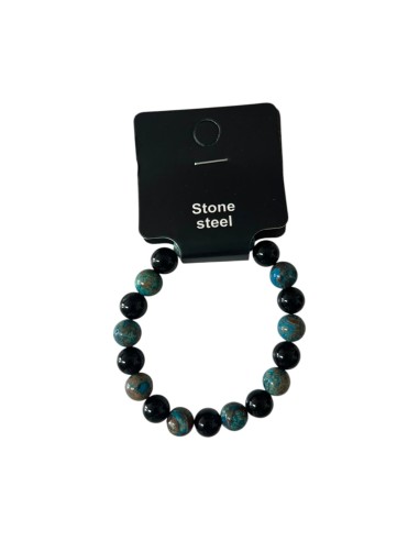 Bracelet homme noir et bleu turquoise en pierres naturelles