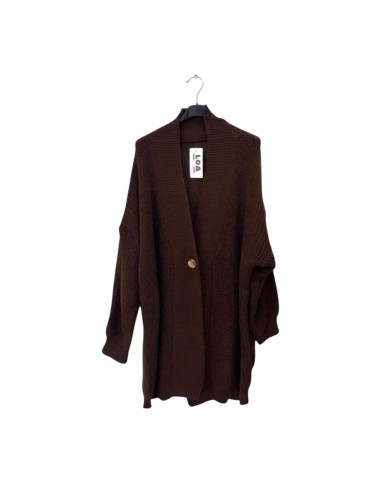 Gilet long femme en maille tricotée - Coupe loose & col châle - Taille unique grande taille (du 42/44 au 50/52)