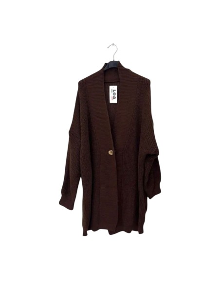 Gilet long femme en maille tricotée - Coupe loose & col châle - Taille unique grande taille (du 42/44 au 50/52)