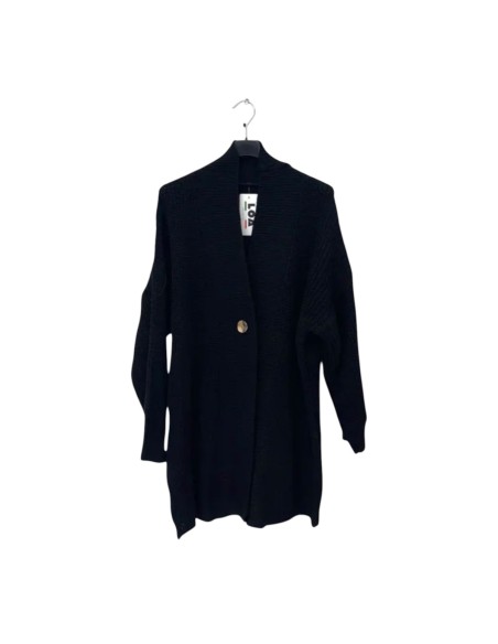 Gilet long femme en maille tricotée - Coupe loose & col châle - Taille unique grande taille (du 42/44 au 50/52)