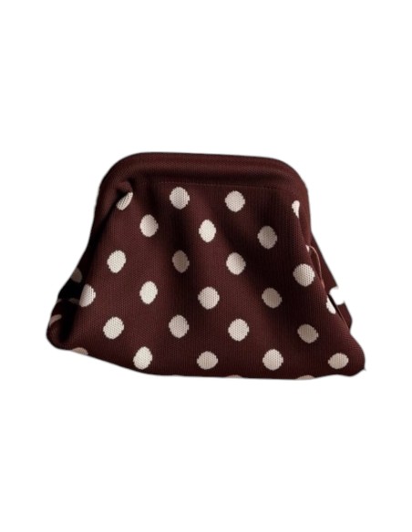 Sac Clap-Clap chocolat à pois beige - Chaînette amovible - Style chaleureux & tendance