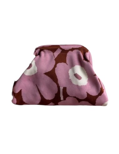 Sac Clap-Clap fleur vieux rose & chocolat - Chaînette amovible - motif fleuri & féminin