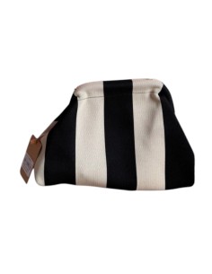 Sac Clap-Clap rayé noir & beige - Chaînette amovible - Élégant & intemporel