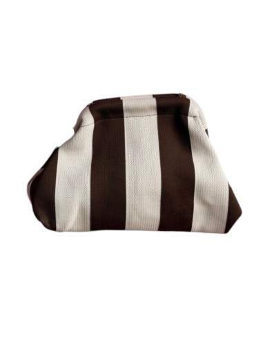 Sac Clap-Clap rayé chocolat & beige - Chaînette amovible - Tons chaleureux & élégants