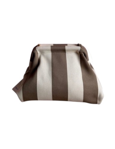 Sac Clap-Clap rayé beige & taupe - Chaînette amovible - Doux & élégant