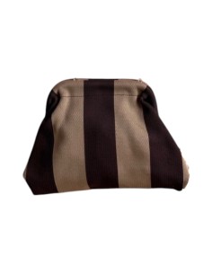 Sac Clap-Clap rayé chocolat & taupe - Chaînette amovible - Chaleureux & original