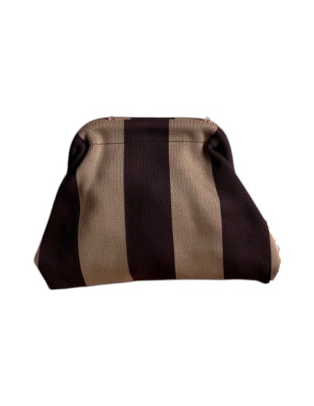 Sac Clap-Clap rayé chocolat & taupe - Chaînette amovible - Chaleureux & original