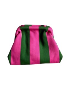 Sac Clap-Clap rayé vert et fuchsia - Chaînette amovible - Coloré & original