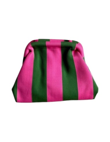 Sac Clap-Clap rayé vert et fuchsia - Chaînette amovible - Coloré & original