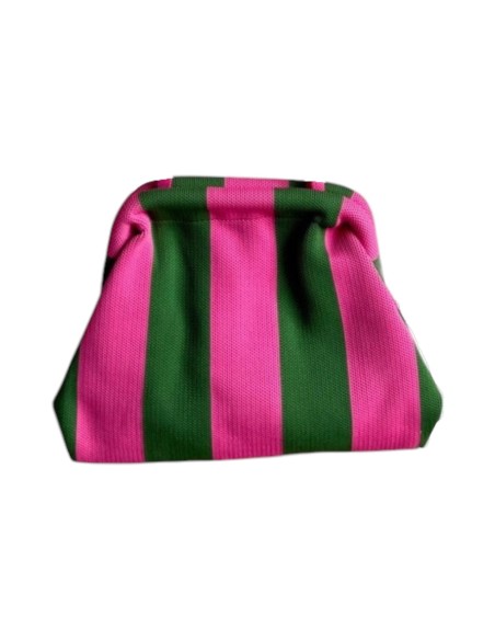 Sac Clap-Clap rayé vert et fuchsia - Chaînette amovible - Coloré & original