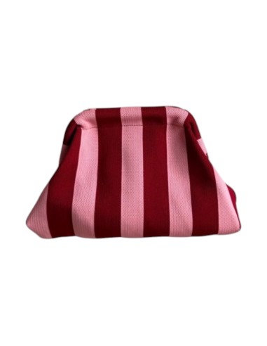 Sac Clap-Clap rayé fin bordeaux & rose - Chaînette amovible - Féminin & élégant