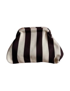 Sac Clap-Clap rayé fin chocolat & beige - Chaînette amovible - Chic et chaleureux
