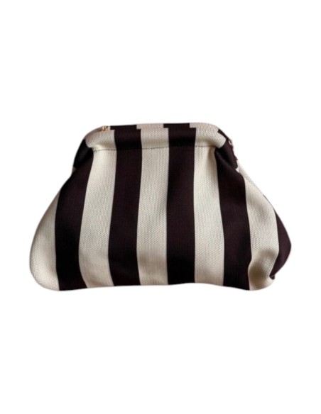 Sac Clap-Clap rayé fin chocolat & beige - Chaînette amovible - Chic et chaleureux