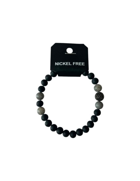 Bracelet homme noir et gris en perles naturelles