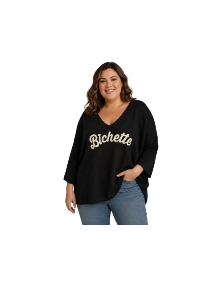 Pull femme « Bichette » - Coupe ample & col V - Taille unique grande taille (du 42/44 au 50/52)