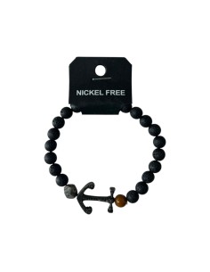 Bracelet homme noir avec Ancre - Style marin