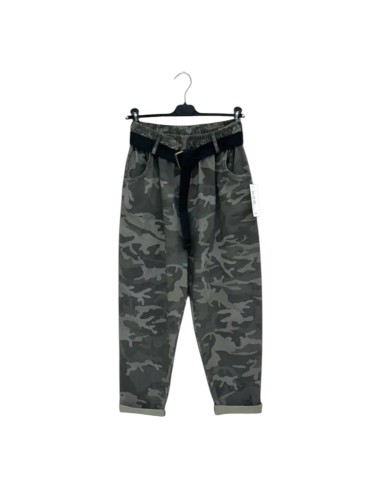 Pantalon femme camouflage - Taille élastiquée & ceinture ajustable - Taille unique (du 40 au 48)