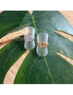 Bague boucle strass en acier inoxydable réglable