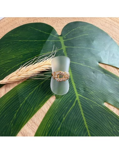 Bague boucle strass en acier inoxydable réglable