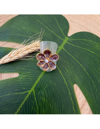 Bague fleur en acier inoxydable réglable