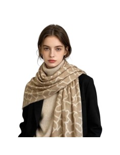 Écharpe femme enveloppante à motif géométrique - Douce & frangée 2