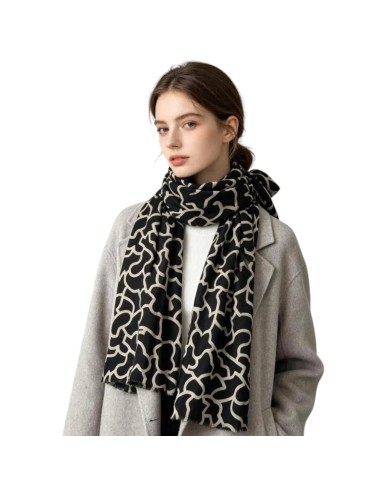 Écharpe femme enveloppante à motif géométrique - Douce & frangée