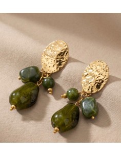 Boucles d'oreilles femme en acier inoxydable à trois pierres - désign coloré 2