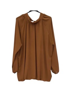 Blouse femme fluide à col montant - Manches bouffantes & nœud dos - Taille unique grande taille (du 42/44 au 50/52) 2