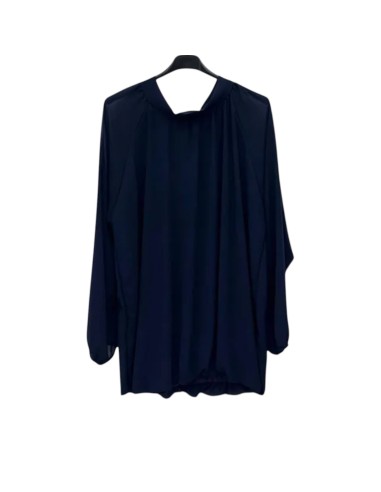 Blouse femme fluide à col montant - Manches bouffantes & nœud dos - Taille unique grande taille (du 42/44 au 50/52)