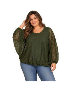 Blouse femme en dentelle - Coupe ample & manches chauve-souris - Taille unique grande taille (du 42/44 au 50/52)