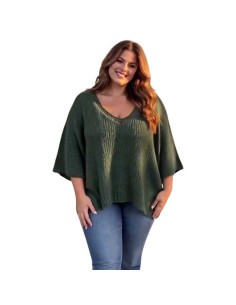 Pull femme oversize en maille - Col V & manches chauve-souris - Taille unique grande taille (du 42/44 au 50/52)