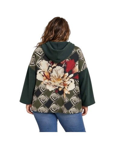 Veste femme à capuche - Fermeture zippée & motif floral au dos - Taille unique grande taille (du 42/44 au 50/52)